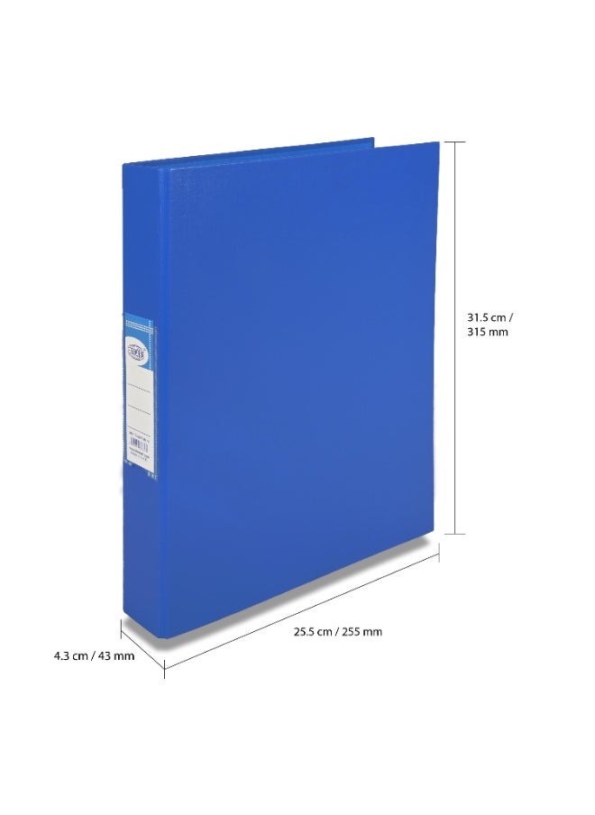 FIS PP Ring Binder, A4 Size(210x297), 2[O]Ring Type, 25mm Ring Size, 42mm Spine Size with PVC Pocket in Spine for Label Design, Packet of 10 Pieces Per Box, Blue Color-FSBDPPA4BL10  - Image 5