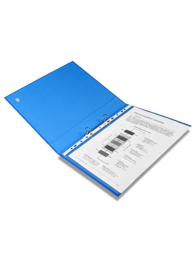 FIS PP Ring Binder, A4 Size(210x297), 2[O]Ring Type, 25mm Ring Size, 42mm Spine Size with PVC Pocket in Spine for Label Design, Packet of 10 Pieces Per Box, Blue Color-FSBDPPA4BL10  - Image 4