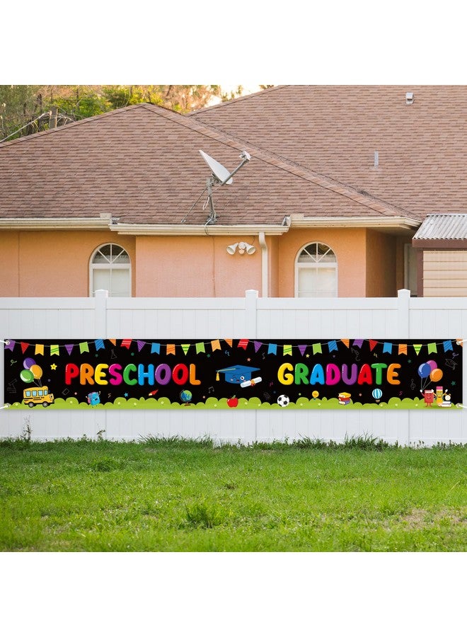 WATINC Preschool Graduation Backdrop Banner - 2pcs Next Stop Kindergarten Extra Large Congrats Grad Background Decor, Pre-K School Celebration Graduate Party Photography Supplies Wall Decoration - Image 4