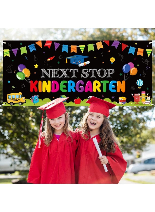 WATINC Preschool Graduation Backdrop Banner - 2pcs Next Stop Kindergarten Extra Large Congrats Grad Background Decor, Pre-K School Celebration Graduate Party Photography Supplies Wall Decoration - Image 5