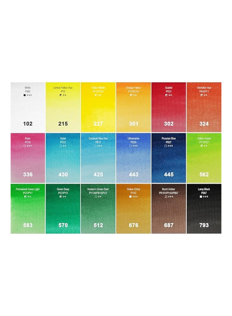فينيكس مجموعة ألوان مائية كلاسيك (18 لون مع فرشاة) - Image 2