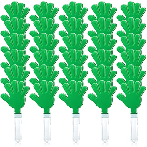 Leitee 50 Pcs 75 Inch GreenWhite Hand Clapper Plastic Noise Makers for Sporting Events St Patricks Party Hand Clappers Noisemakers for St Patricks Day Party Favors Birthday Sports Game Celebration - Image 1