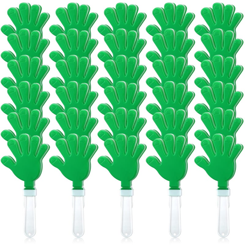 Leitee 50 Pcs 75 Inch GreenWhite Hand Clapper Plastic Noise Makers for Sporting Events St Patricks Party Hand Clappers Noisemakers for St Patricks Day Party Favors Birthday Sports Game Celebration - Image 3