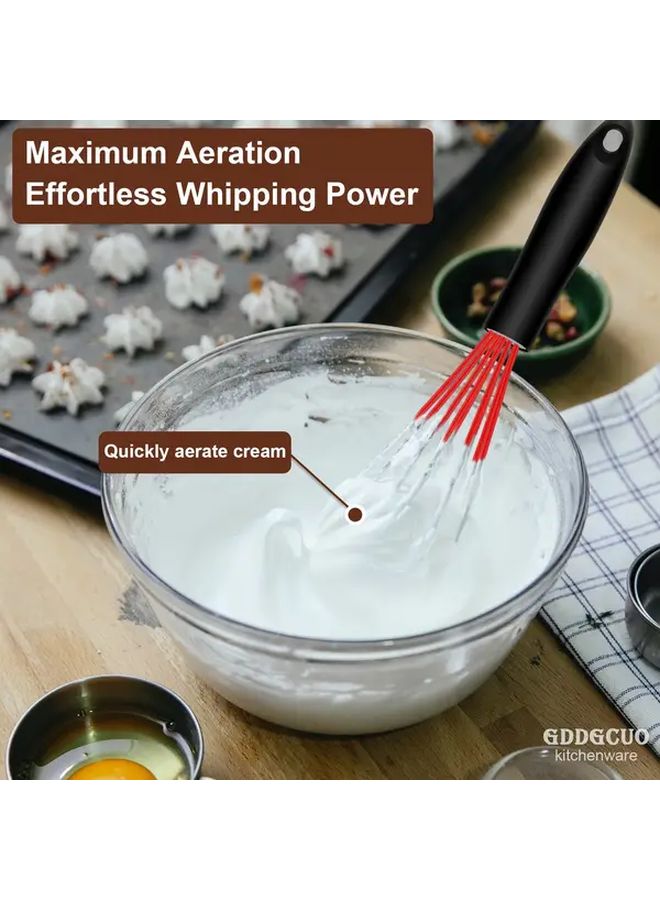 مج خفاقة بيض سيليكون حمراء مجموعة من 3 مقاومة للحرارة غير لاصقة أدوات خبز مطبخ - Image 5