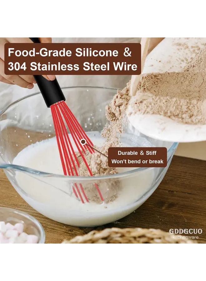 مج خفاقة بيض سيليكون حمراء مجموعة من 3 مقاومة للحرارة غير لاصقة أدوات خبز مطبخ - Image 3