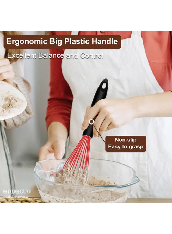 مج خفاقة بيض سيليكون حمراء مجموعة من 3 مقاومة للحرارة غير لاصقة أدوات خبز مطبخ - Image 4