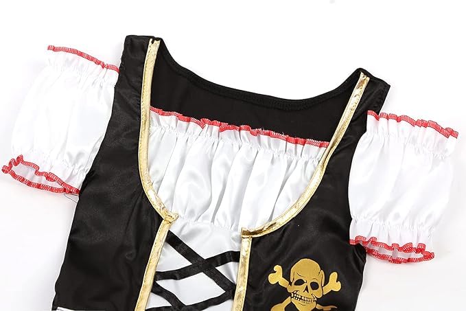 Sicypoty Girls Pirate Costume for Halloween Cosplay Pirate Costume Buccaneer Dress 5-7 Years - Image 3