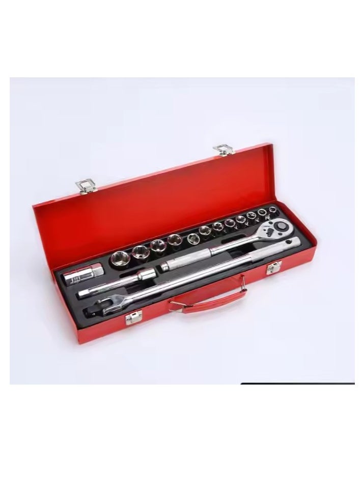 Generic - 24-piece socket ratchet wrench set with metric socket set and extension rod, suitable for car repair and home use, with storage box, hexagonal socket, hardware tools, car repair socket set - Image 1