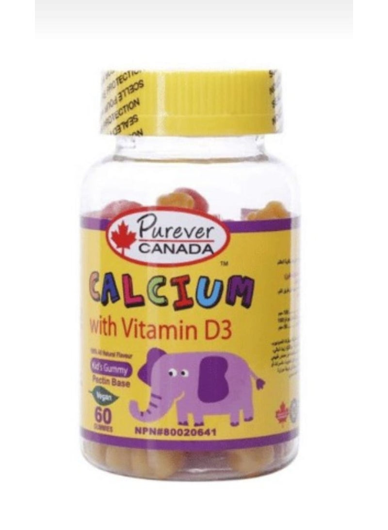 Pack of 60 Essential Calcium with Vitamin D3 Pectin Gummies