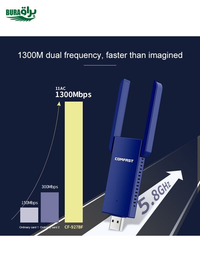 BURAQ COMFAST CF-927B 1300Mbps Dual-band Bluetooth Wifi USB Network Adapter  - Image 3