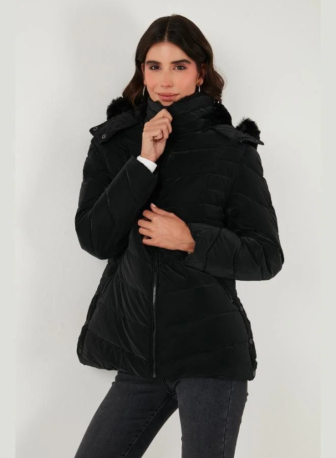 ليلا معطف نسائي مبطن بقصة ضيقة بغطاء رأس قابل للإزالة