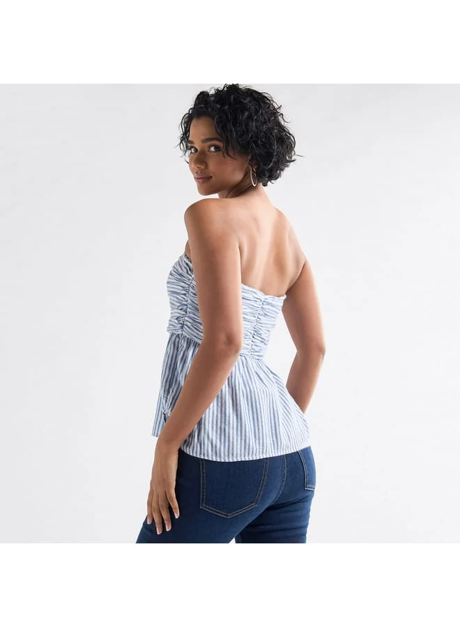 Splash FAV Striped Tube Top with Ruched Detail