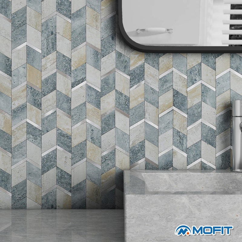 M MOFIT MOFIT Peel and Stick Backsplash for Kitchen,3D Wall Panel Peel and Stick Tile Self Adhesive Backsplash for Bathroom Tile Stickers Diamond (5Sheets,Blue Green Gray) - Image 4