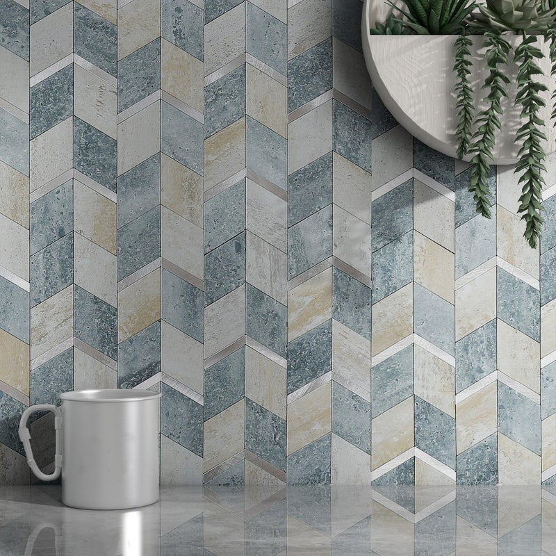 M MOFIT MOFIT Peel and Stick Backsplash for Kitchen,3D Wall Panel Peel and Stick Tile Self Adhesive Backsplash for Bathroom Tile Stickers Diamond (5Sheets,Blue Green Gray) - Image 1