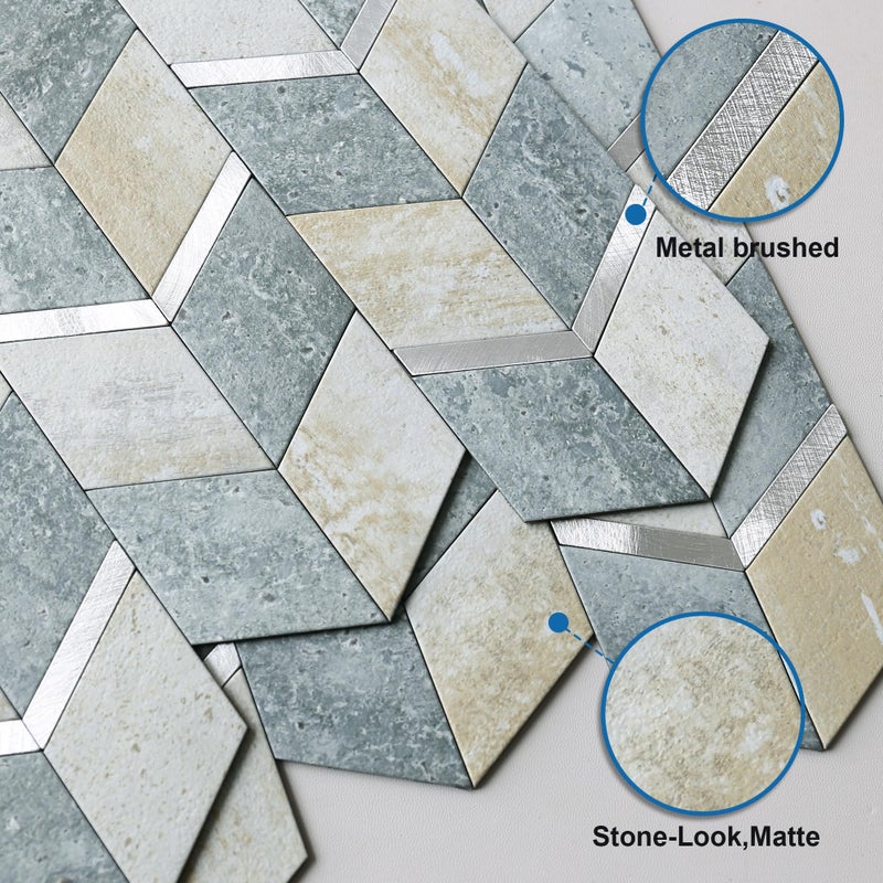 M MOFIT MOFIT Peel and Stick Backsplash for Kitchen,3D Wall Panel Peel and Stick Tile Self Adhesive Backsplash for Bathroom Tile Stickers Diamond (5Sheets,Blue Green Gray) - Image 2