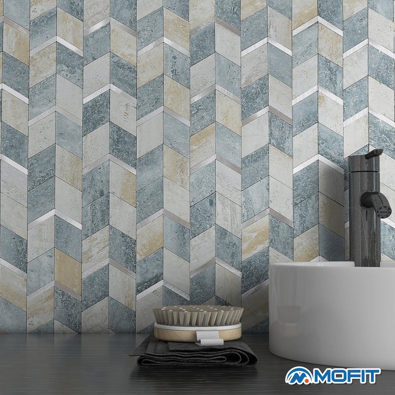M MOFIT MOFIT Peel and Stick Backsplash for Kitchen,3D Wall Panel Peel and Stick Tile Self Adhesive Backsplash for Bathroom Tile Stickers Diamond (5Sheets,Blue Green Gray) - Image 3
