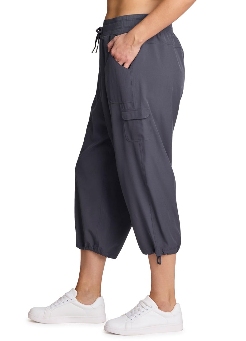 RBX Women's Plus Size Lightweight Drawstring Cargo Capri Pant Dark Grey 3X - Image 4