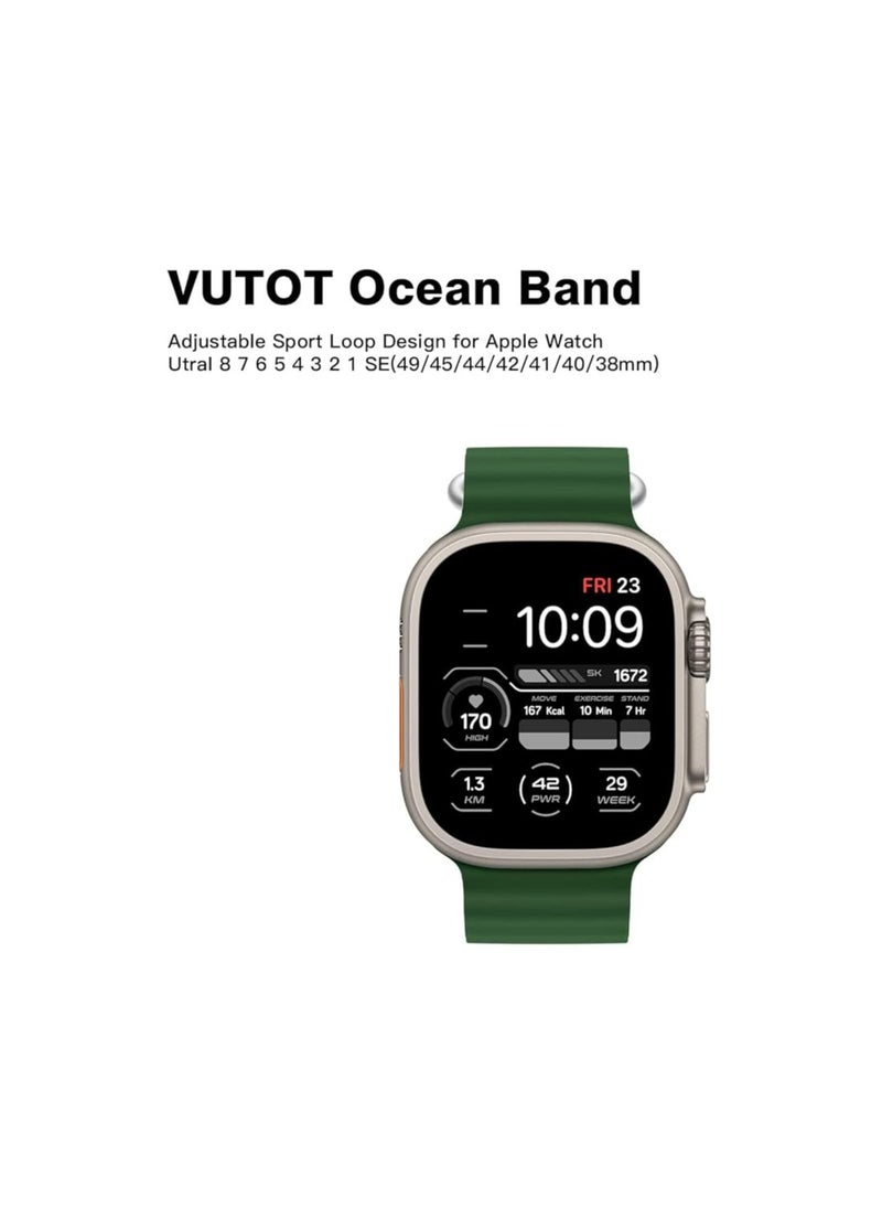 Generic strap for Apple Watch Ultra 49mm, 45mm, 44mm, 42mm Waterproof Soft Silicone Replacement Sports Wristband for iWatch Ultra SE 8 7 6 5 4 3 2 1  - Image 3