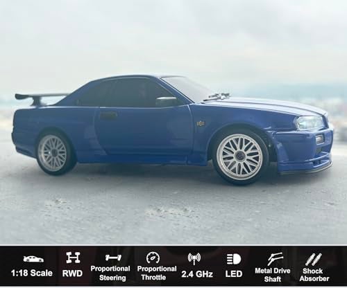 WPLDEWAN RC Drift Car with Gyro 118 Scale LDRC Drift Car Remote Control RWD Hobby Drifting Vehicle 24 GHz Proportional Throttle Steering ESP Gyroscope Metal Drive Shaft Alloy Shell Adult LD1899 - Image 5