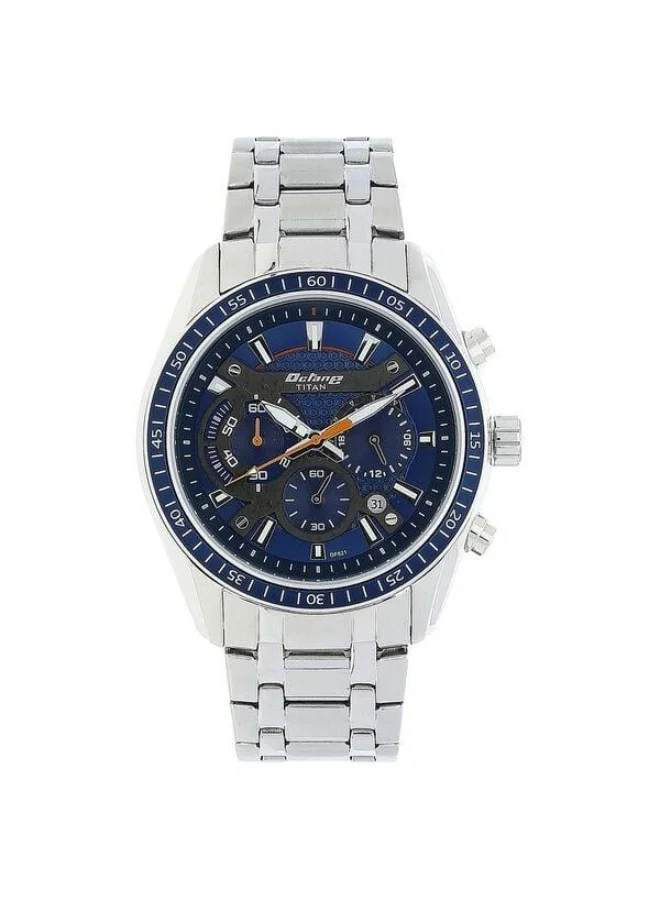 تيتان Octane Quartz Chronograph with Date Blue Dial Silver Stainless Steel Strap Watch for Men - 90077KM02