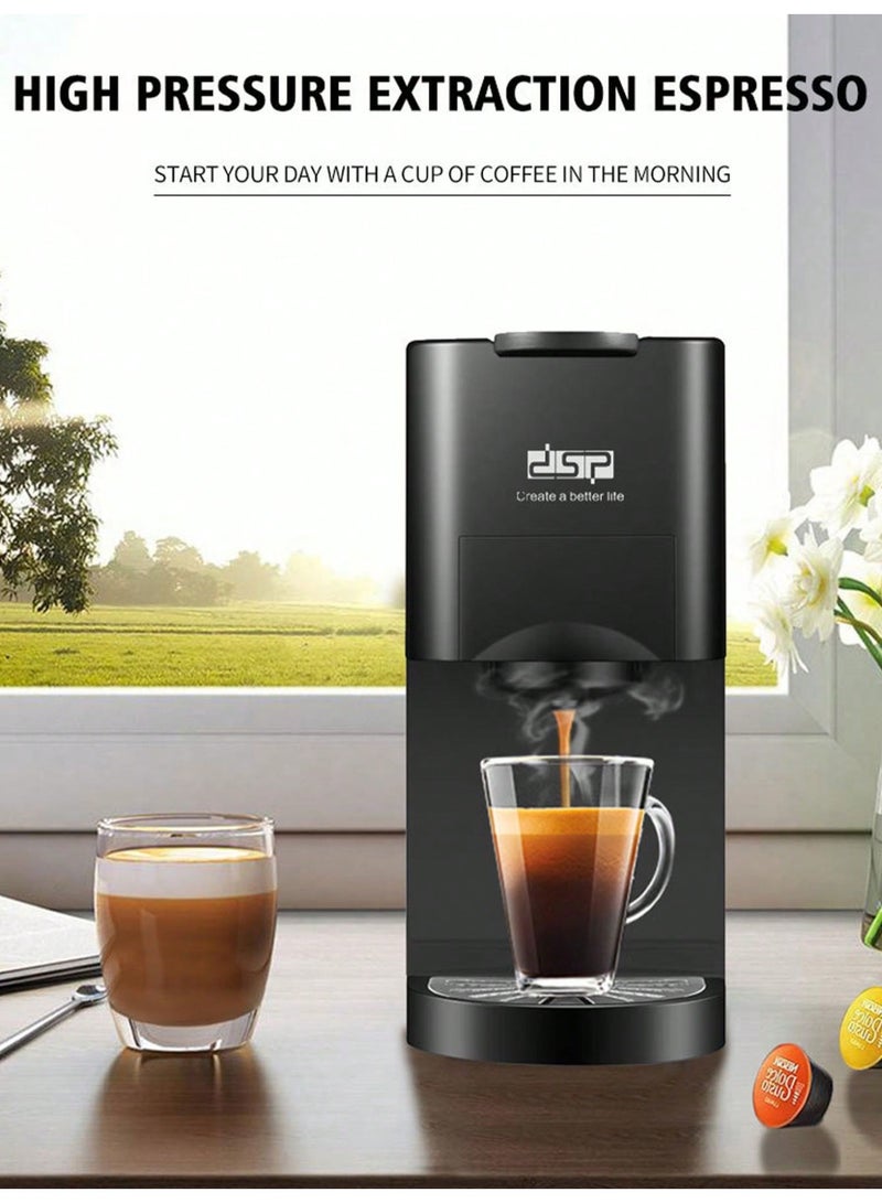 دي اس بي ماكينة القهوة بكبسولات بقدرة 1450 وات، آلة قهوة إيطالية صغيرة متعددة الوظائف بسعة 0.8 لتر، ماكينة صنع القهوة للمنزل والمكتب والمهاجع والمطاعم والفنادق - Image 5
