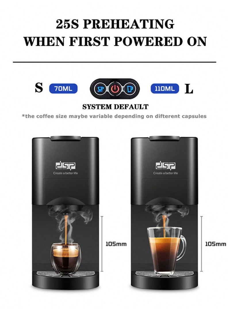 دي اس بي ماكينة القهوة بكبسولات بقدرة 1450 وات، آلة قهوة إيطالية صغيرة متعددة الوظائف بسعة 0.8 لتر، ماكينة صنع القهوة للمنزل والمكتب والمهاجع والمطاعم والفنادق - Image 4