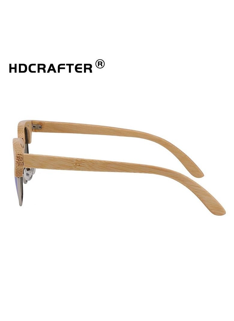 HDCRAFTER - New Bamboo Wood Half Frame Polarized Sunglasses - Image 1