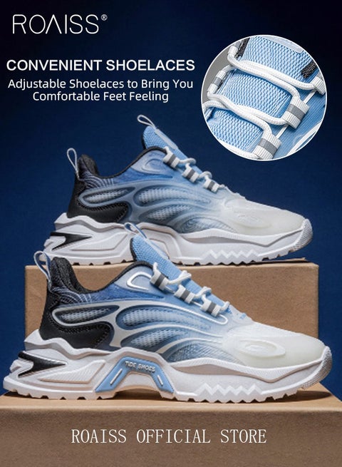 Men Stylish Chunky Sneakers, Lace up Non Slip Platform Shoes, Low Top Sneakers, Casual Comfy Sports Shoes for Men, Suitable for Daily Wear and Outdoor Activities