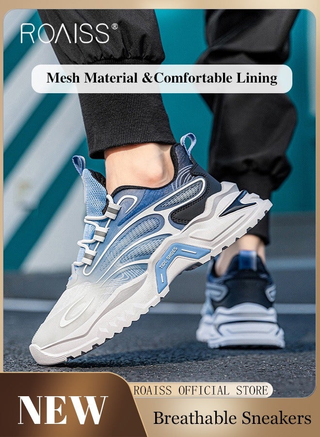 roaiss Men Stylish Chunky Sneakers, Lace up Non Slip Platform Shoes, Low Top Sneakers, Casual Comfy Sports Shoes for Men, Suitable for Daily Wear and Outdoor Activities - Image 2