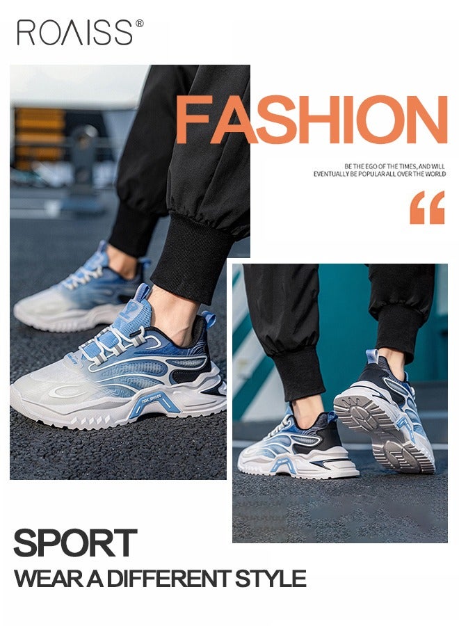 roaiss Men Stylish Chunky Sneakers, Lace up Non Slip Platform Shoes, Low Top Sneakers, Casual Comfy Sports Shoes for Men, Suitable for Daily Wear and Outdoor Activities - Image 5