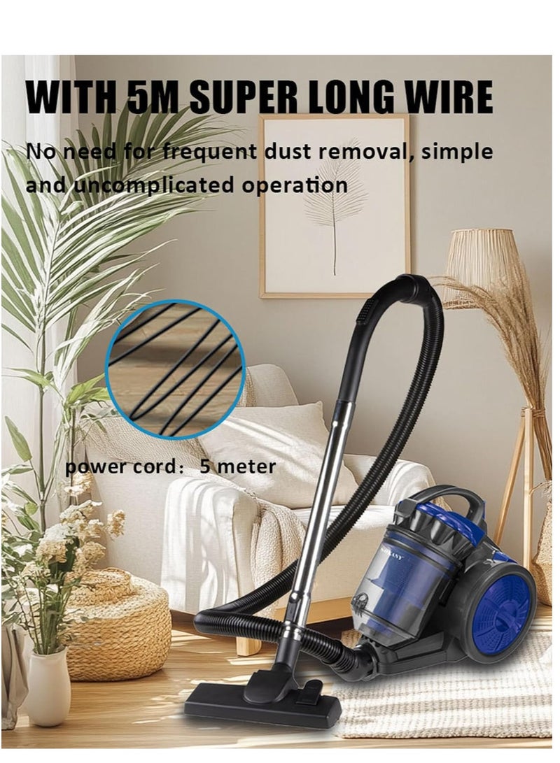 Vparty Vacuum Cleaner 3300W Multi Cyclonic Bagless Canister Vacuum Cleaner 3L With 5M Cable, Bagless Vacuum Cleaner for Home Office Pet Hair, Hard Floors, Carpet  - Image 2