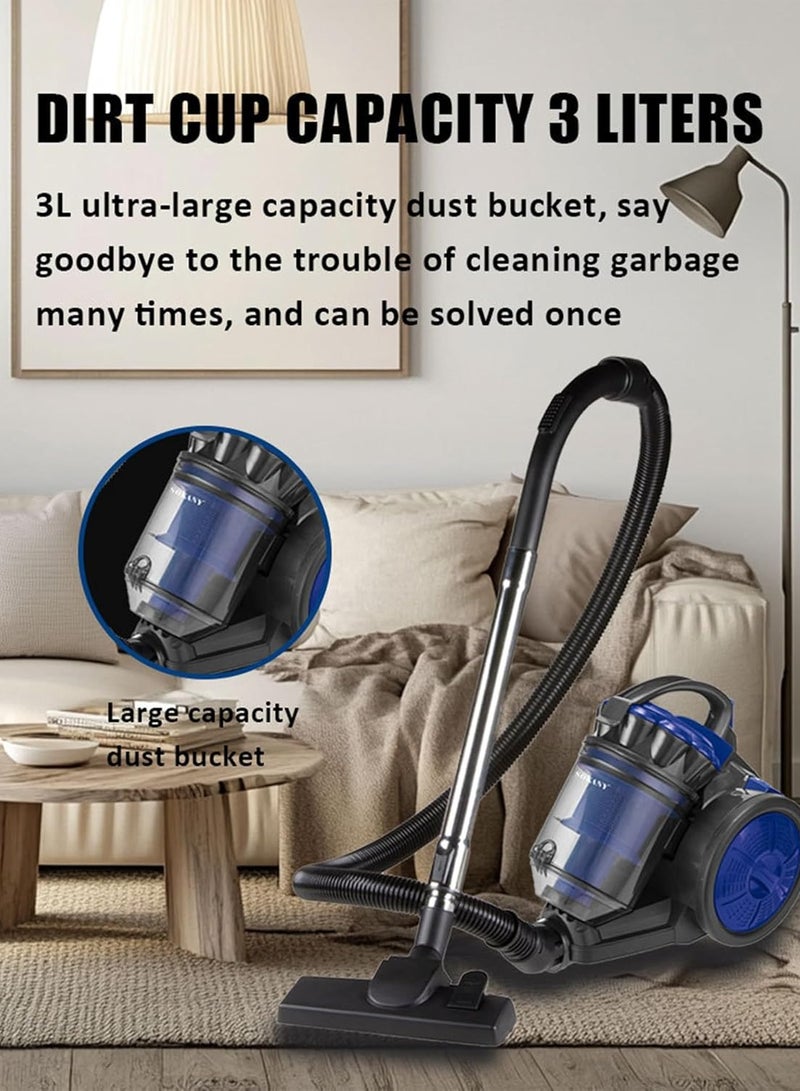 Vparty Vacuum Cleaner 3300W Multi Cyclonic Bagless Canister Vacuum Cleaner 3L With 5M Cable, Bagless Vacuum Cleaner for Home Office Pet Hair, Hard Floors, Carpet  - Image 5