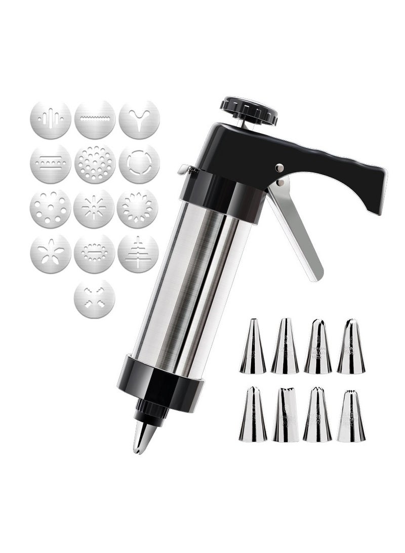 general Cookie Press Stainless Steel Press Mold 13 Pieces Baking Kit Cookie Gun Cookie Dough Press Home DIY Baking Cookie Press Cookie Machine - Image 1