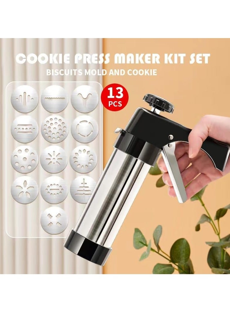 general Cookie Press Stainless Steel Press Mold 13 Pieces Baking Kit Cookie Gun Cookie Dough Press Home DIY Baking Cookie Press Cookie Machine - Image 3