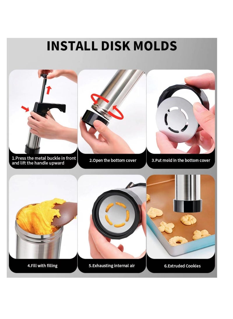 general Cookie Press Stainless Steel Press Mold 13 Pieces Baking Kit Cookie Gun Cookie Dough Press Home DIY Baking Cookie Press Cookie Machine - Image 4