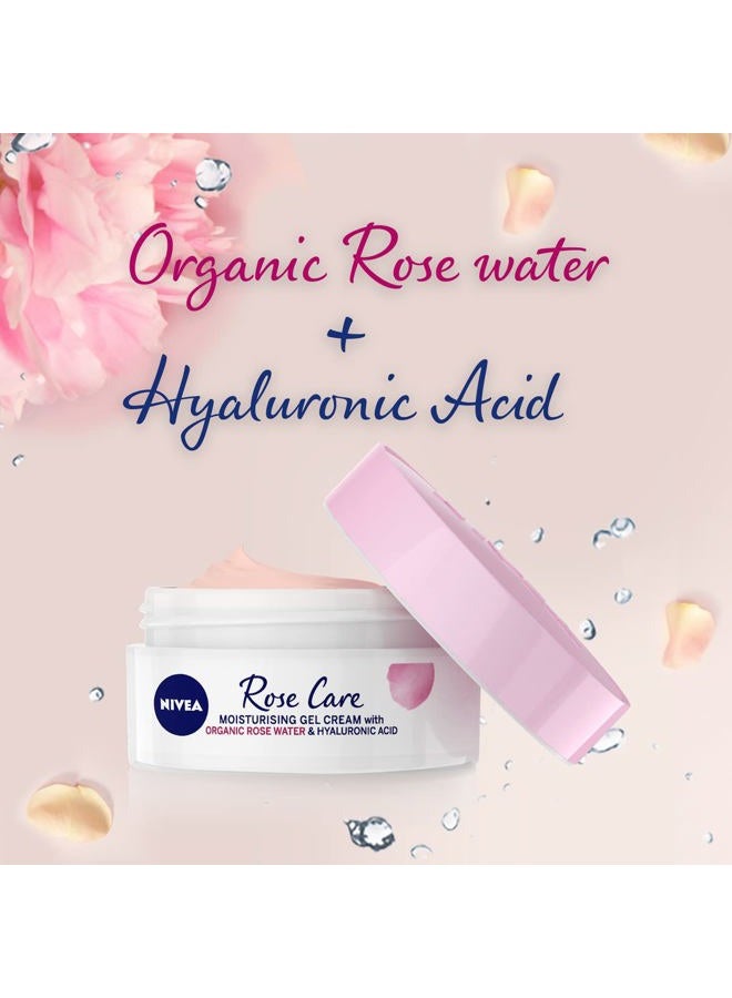 Nivea Soft Rose 24h Day Cream (50 ml), Face Care with Rose Water and Hyaluron, Light Gel Face Cream for Smooth Delicate Skin, Moisturising Cream - Image 5