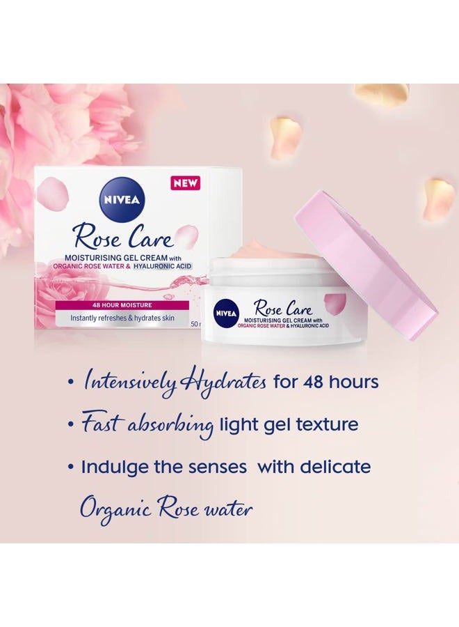 Nivea Soft Rose 24h Day Cream (50 ml), Face Care with Rose Water and Hyaluron, Light Gel Face Cream for Smooth Delicate Skin, Moisturising Cream - Image 3