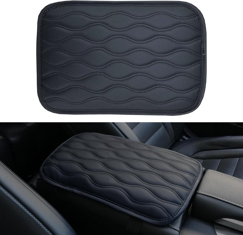 amiss Auto Center Console Pad, Universal Waterproof Car Armrest Seat Box Cover, Car Interior Accessories, Leather Auto Armrest Cover Protector for Most Vehicle, SUV, Truck (Black) - Image 1