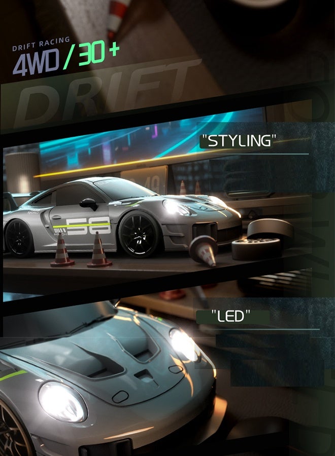 سيستار سيارة تحكم عن بعد 4WD، سيارة تحكم عن بعد هواية 2.4 جيجا هرتز لعبة أطفال مع أضواء، سيارة رياضية تحكم عن بعد، مناسبة للأطفال فوق سن 8 سنوات (تتضمن جهاز تحكم عن بعد *1، كابل شحن USB *1، دليل اللغة الإنجليزية *1، بطاريتان ليثيوم + 4 حواجز طرق + 8 إطارات) - Image 4