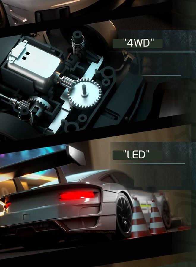 سيستار سيارة تحكم عن بعد 4WD، سيارة تحكم عن بعد هواية 2.4 جيجا هرتز لعبة أطفال مع أضواء، سيارة رياضية تحكم عن بعد، مناسبة للأطفال فوق سن 8 سنوات (تتضمن جهاز تحكم عن بعد *1، كابل شحن USB *1، دليل اللغة الإنجليزية *1، بطاريتان ليثيوم + 4 حواجز طرق + 8 إطارات) - Image 5