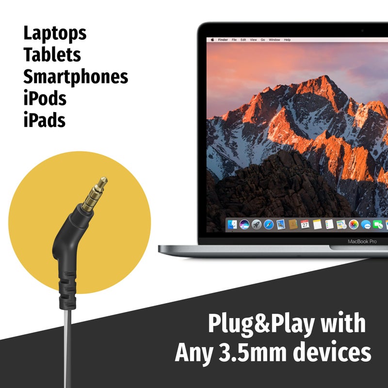 Symphonized سماعات أذن سلكية مع ميكروفون - سماعات إلغاء الضوضاء بنسبة 90% مع ميكروفون، سماعات داخل الأذن سلكية للكمبيوتر والهاتف، سماعات 3.5 مم - Image 4