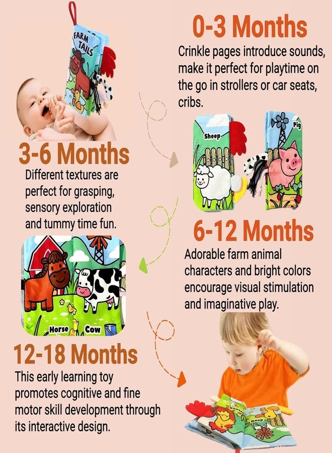 KolorFish Soft Cloth Baby Book | 0-6 Months High Contrast Sensory Baby Toy | 6-12 Months Touch Feel Teething | Travel Essentials Tummy Time for Newborn 1-3 Years Old (Farm) - Image 2