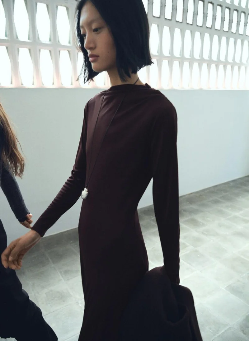 مانجو A-line dress with asymmetrical neckline