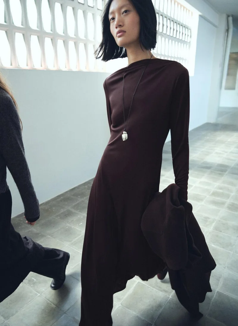 مانجو A-line dress with asymmetrical neckline