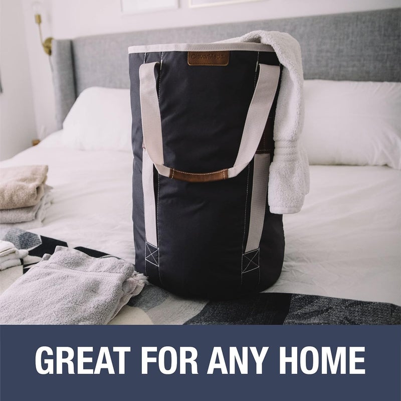 CleverMade Laundry Backpack Duffel Bag with Shoulder Straps - 62L / 16 Gal XL, Charcoal Cream,Drawstring Closure for Travel Clothes Gym College Dorm - Image 4