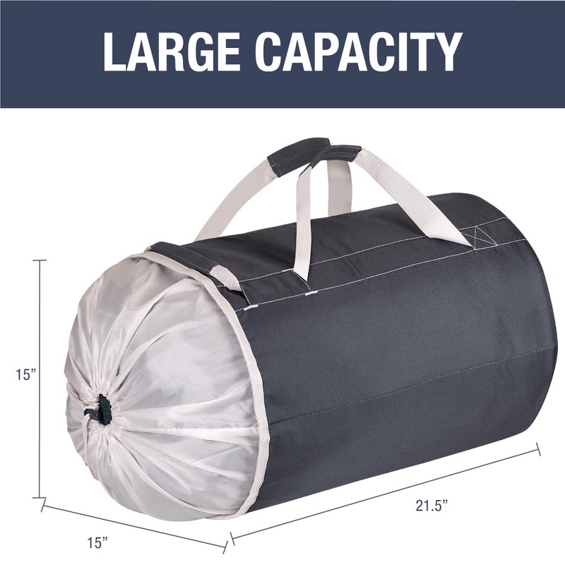 CleverMade Laundry Backpack Duffel Bag with Shoulder Straps - 62L / 16 Gal XL, Charcoal Cream,Drawstring Closure for Travel Clothes Gym College Dorm - Image 2