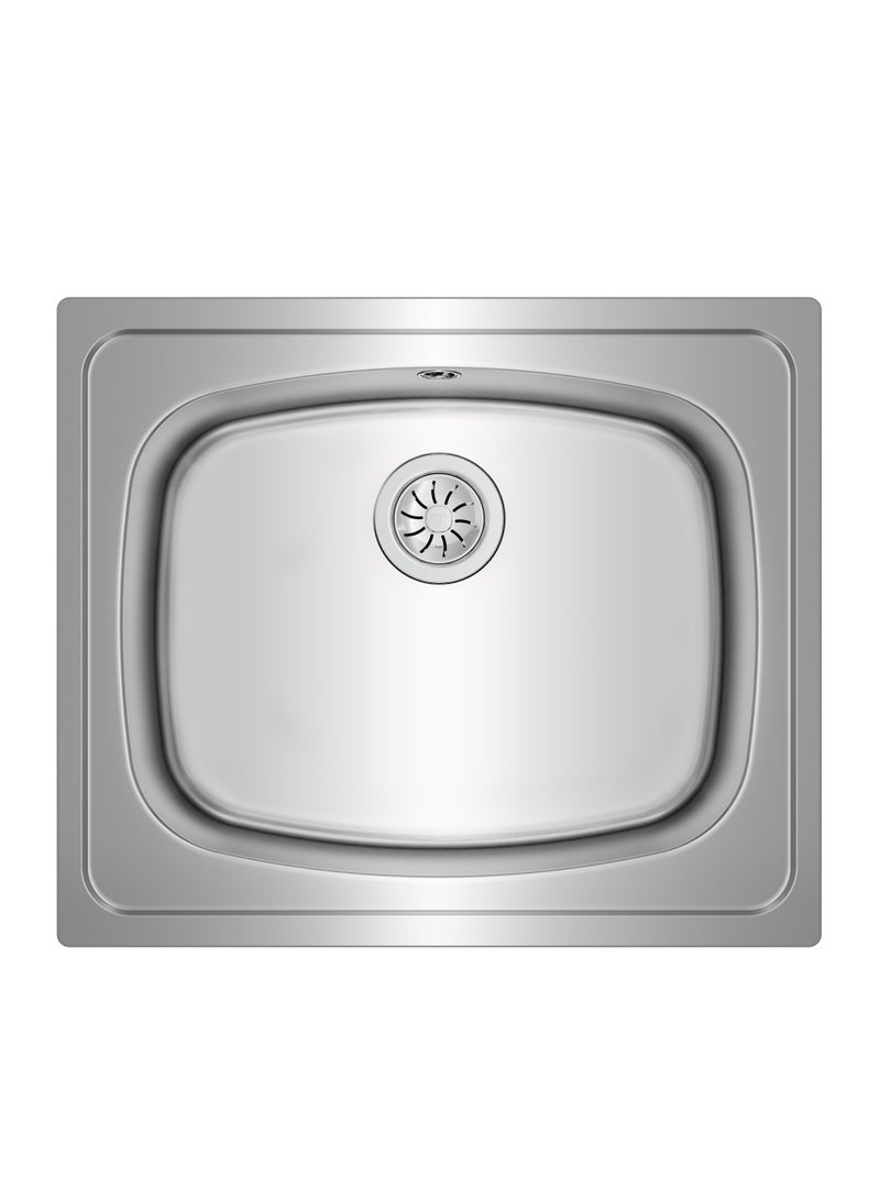 TEKA Stainless Steel Kitchen Sink with Polished Finish, Inset Installation, 3½" Manual Basket Waste, and 155 mm Deep Bowl for 60 cm Base Unit Universe 60 T-XP 1B - Image 1