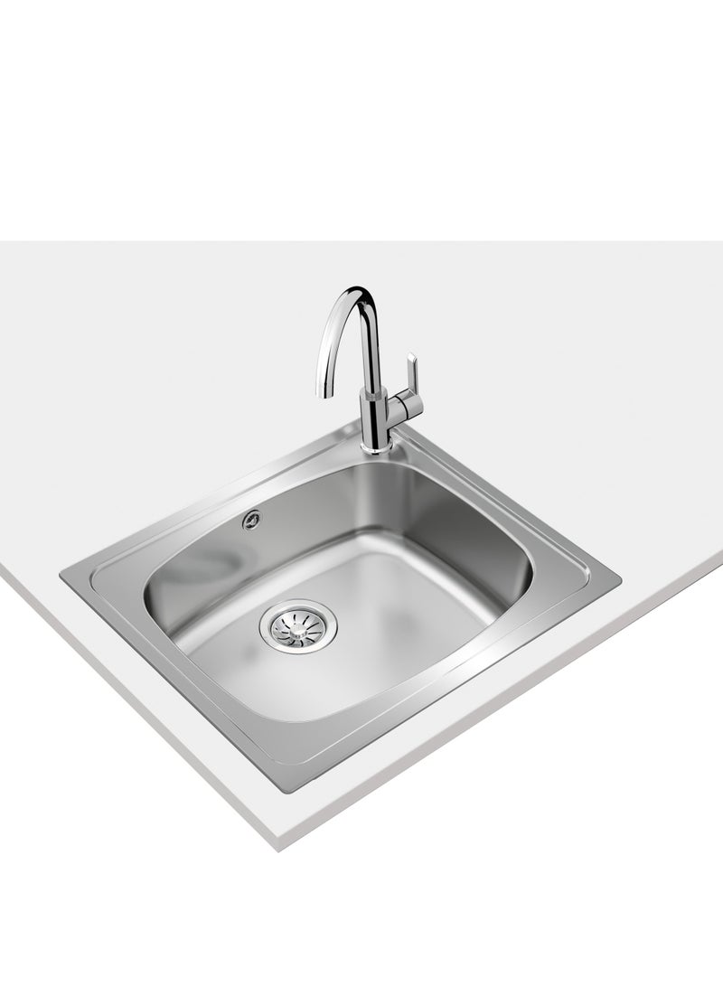 TEKA Stainless Steel Kitchen Sink with Polished Finish, Inset Installation, 3½" Manual Basket Waste, and 155 mm Deep Bowl for 60 cm Base Unit Universe 60 T-XP 1B - Image 3