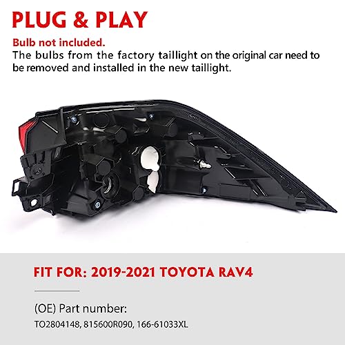 Huray Left Outer Tail Light for Toyota RAV4 2019-2022 Driver Side Taillight Lamp Assembly Replacement for TO2804148 815600R090 - Image 2
