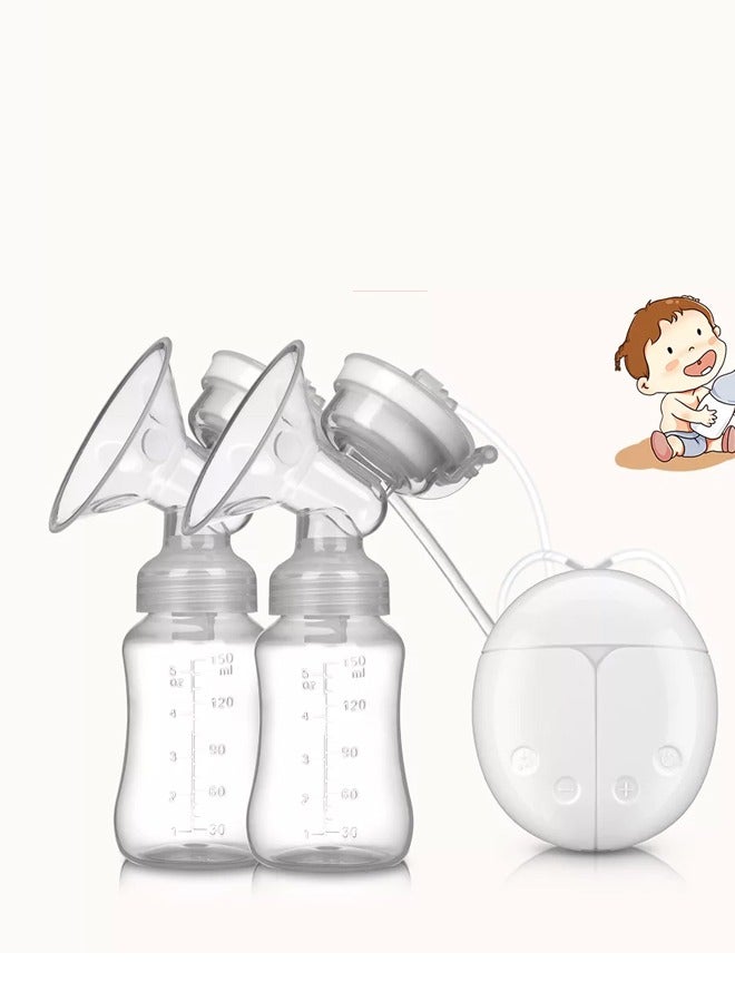 Quiet Portable Electric Double Breast Pump USB Rechargeable BPA Free Pain Free 4 Suction Modes for Easy and Comfortable Breastfeeding - Image 1